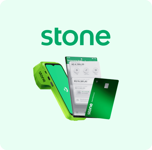 Maquininha, conta e cartão Stone.