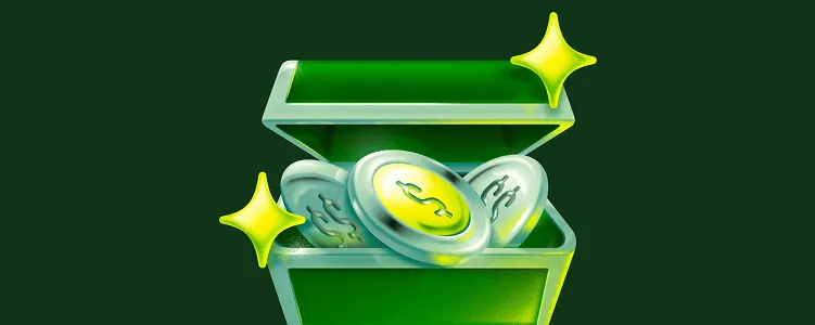 Baú do Ton com interior com moedas e estrelas brilhando